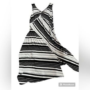 Sun dress with front slit stripped